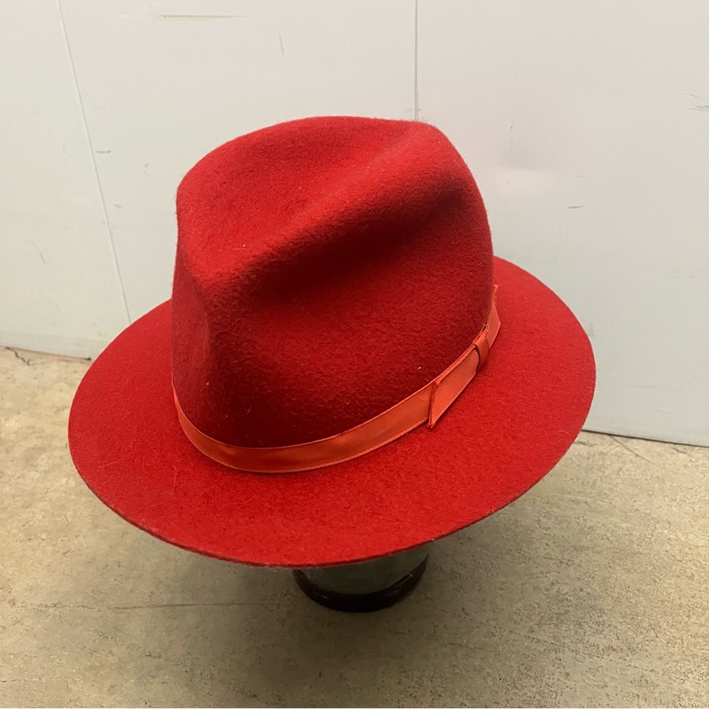 Vintage L.L. Bean Vibrant Red Wool Fedora Hat